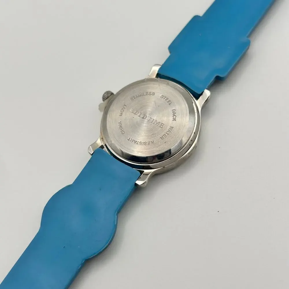 SOLO TIME Silver Tone Basket Ball Sports Blue Silicon 27mm Kids Watch